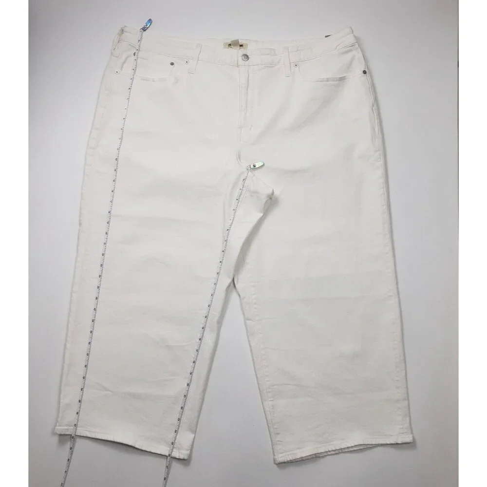 Madewell The Plus Perfect Vintage Wide-Leg Crop Jeans Womens Size 24W Tile White - Picture 8 of 16